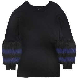 Alfani Womens Faux Fur Trim Pullover Blouse - 1 of 1