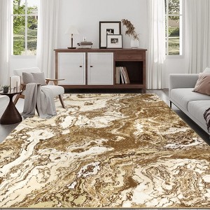 Abstract Marble Accent Rug, Soft Luxury Carpet for High Traffic Areas, Washable Rugs - 1 of 4
