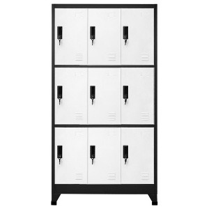 vidaXL Steel Locker Cabinet with 9 Lockable Doors - Anthracite and White - 35.4"x17.7"x70.9" - Perfect for Schools and Offices - 1 of 4