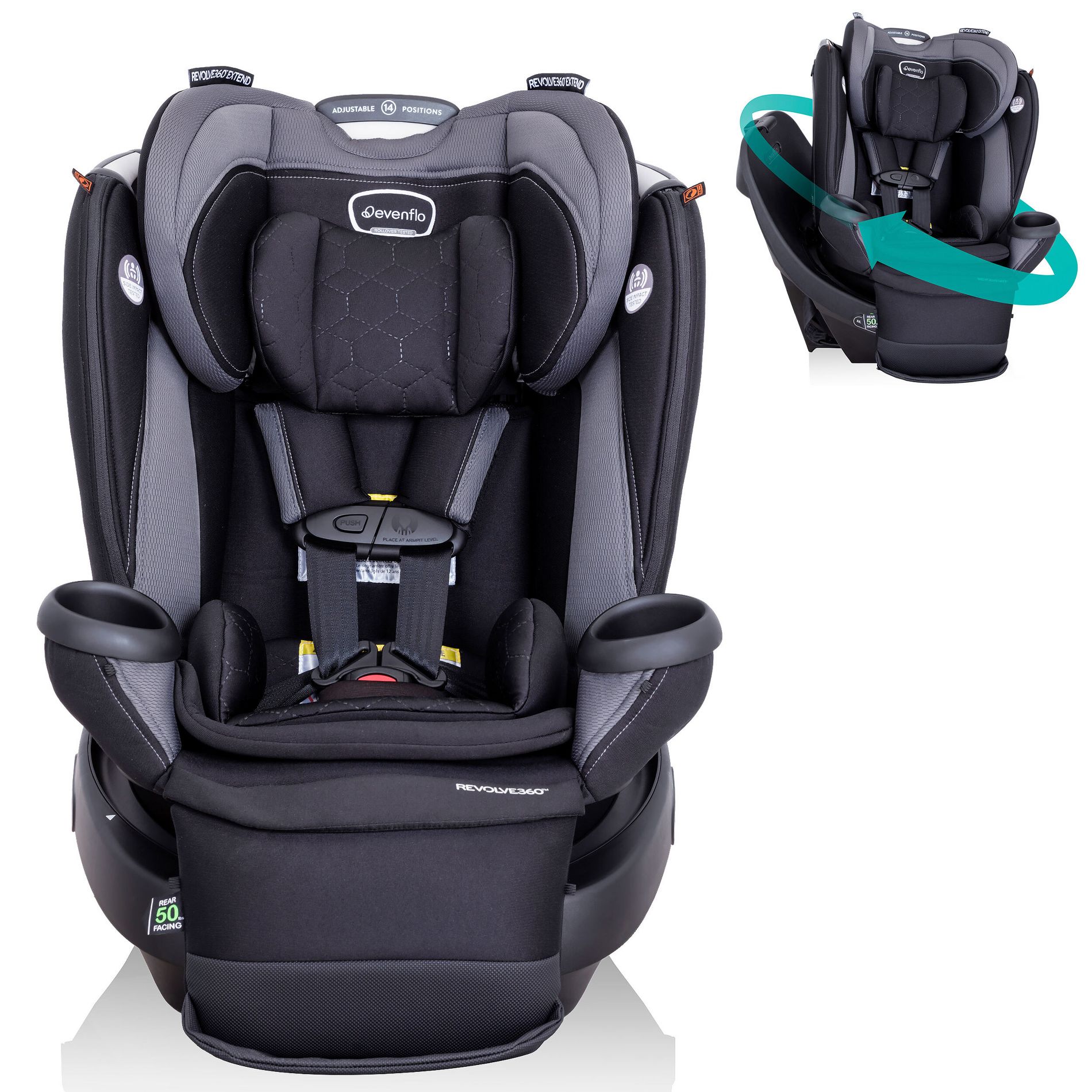 Evenflo Revolve 360 Extend All-in-One Rotational Convertible Car Seat with Quick Clean Cover