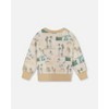 Deux par Deux Boy Printed Pullover Sweatshirt Beige Palm Tree and Teal - 4 of 4