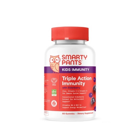 SmartyPants Kids' Triple Action Immunity+ Vitamin Chewables - Elderberry - 60ct - image 1 of 4