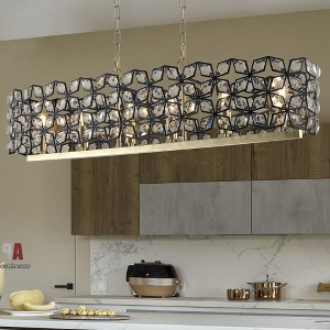 18.9"Modern Crystal Chandelier for Living-Room Round Cristal Lamp Luxury Home Decor Light Fixture,Gold+Black - 1 of 4
