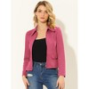Allegra K Women's Faux Suede Short Zip Up Motorcycle Biker Coat - 2 of 4