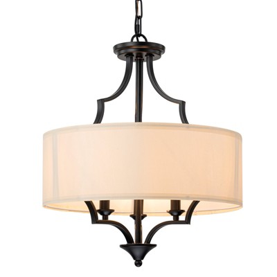 LLHZSY Modern 3 - Light Candle Style Drum Shaded Black Chandelier-16 7/8"