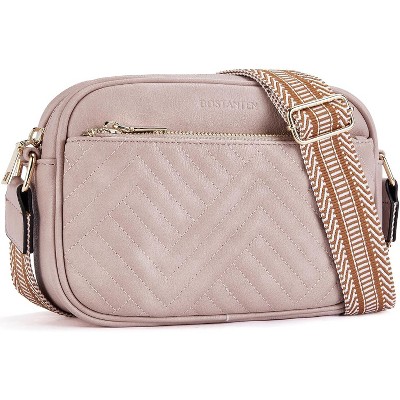 Quilted Crossbody Bags for Women Vegan Leather Purses Small Shoulder Handbags with Wide Strap