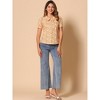INSPIRE CHIC Women's Puff Short Sleeves Point Collar Button Down Floral Shirts - 3 of 4