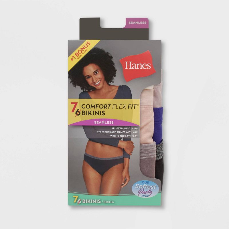 Hanes Women's 6+1 Bonus Pack Comfort Flex Fit Seamless Bikini Underwear - Colors May Vary, 1 of 4