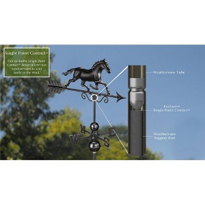 1974K Copper Galloping Horse Weathervane - Black - Good Directions: Outdoor Rooftop Decor, Easy-to-Install - 1 of 4