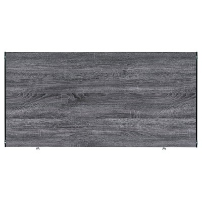 Weathered Gray 2-Drawer Writing Desk with Glass Sides