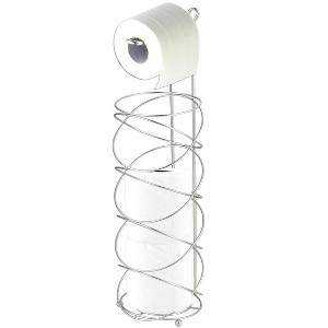Home Basics Modern Swirl Freestanding Dispensing Toilet Paper Holder, Satin Nickel - 1 of 4