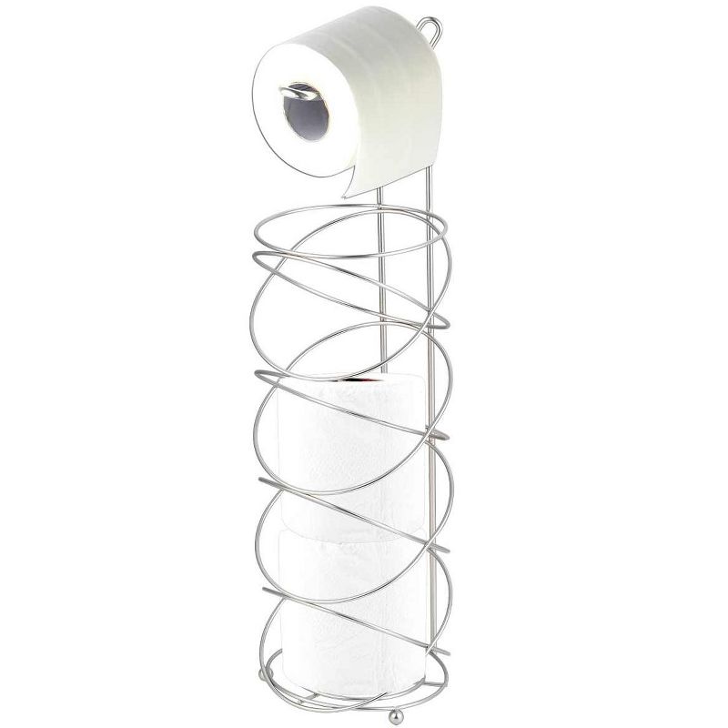 Home Basics Modern Swirl Freestanding Dispensing Toilet Paper Holder, Satin Nickel, 1 of 5
