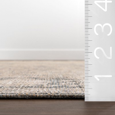 Beige and Gray Rectangular Synthetic Area Rug, 10x13