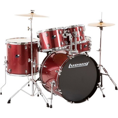 Ludwig Backbeat Complete 5-Piece Drum Set with Hardware and Cymbals Wine Red Sparkle