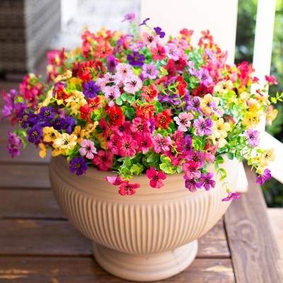 Artificial Flowers for Outdoor Indoor Garden Home Decoration, Faux Flower Daisy with Eucalyptus Leaves Fake Plants Greenery Boxwood Porch Patio