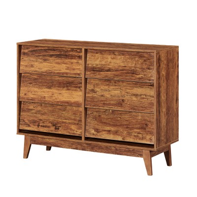 LIVAREEmlen 6 Drawer Console Table Features Vintage-style and Bevel Design