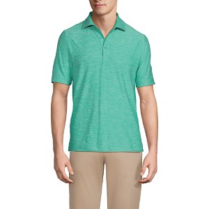 Lands' End Men's Short Sleeve Performance Pieced Yoke Hybrid Polo - 1 of 4