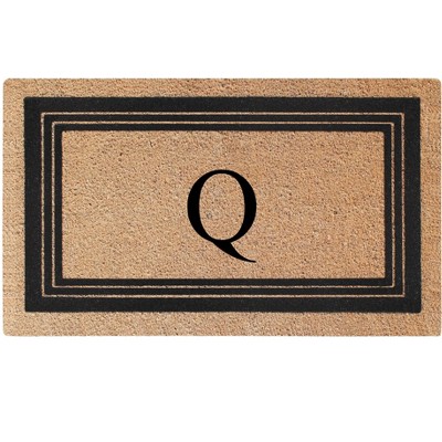 A1HC Natural Coir and PVC Backing 18"x30" Classic Border Monogrammed Flock Door Mat, Anti-Shed Doormat