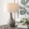 Uttermost Stratum Outdoor Table Lamp – Ribbed Concrete Base with Bronze Accents and Weather-Resistant Linen Shade, 27” High - 3 of 4