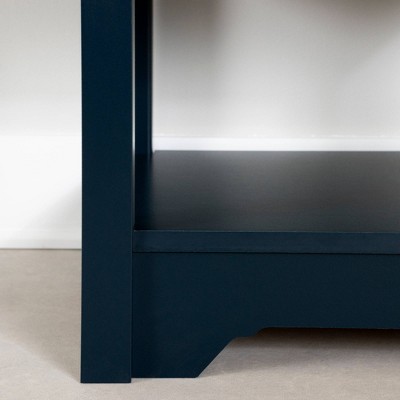 Navy Blue Rectangular Wood End Table with Storage