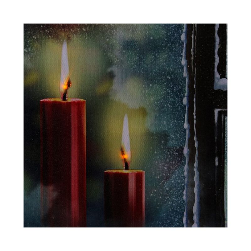 Northlight LED Lighted Snowy Window Pane and Candles Christmas Canvas Wall Art 12" x 15.75", 3 of 4