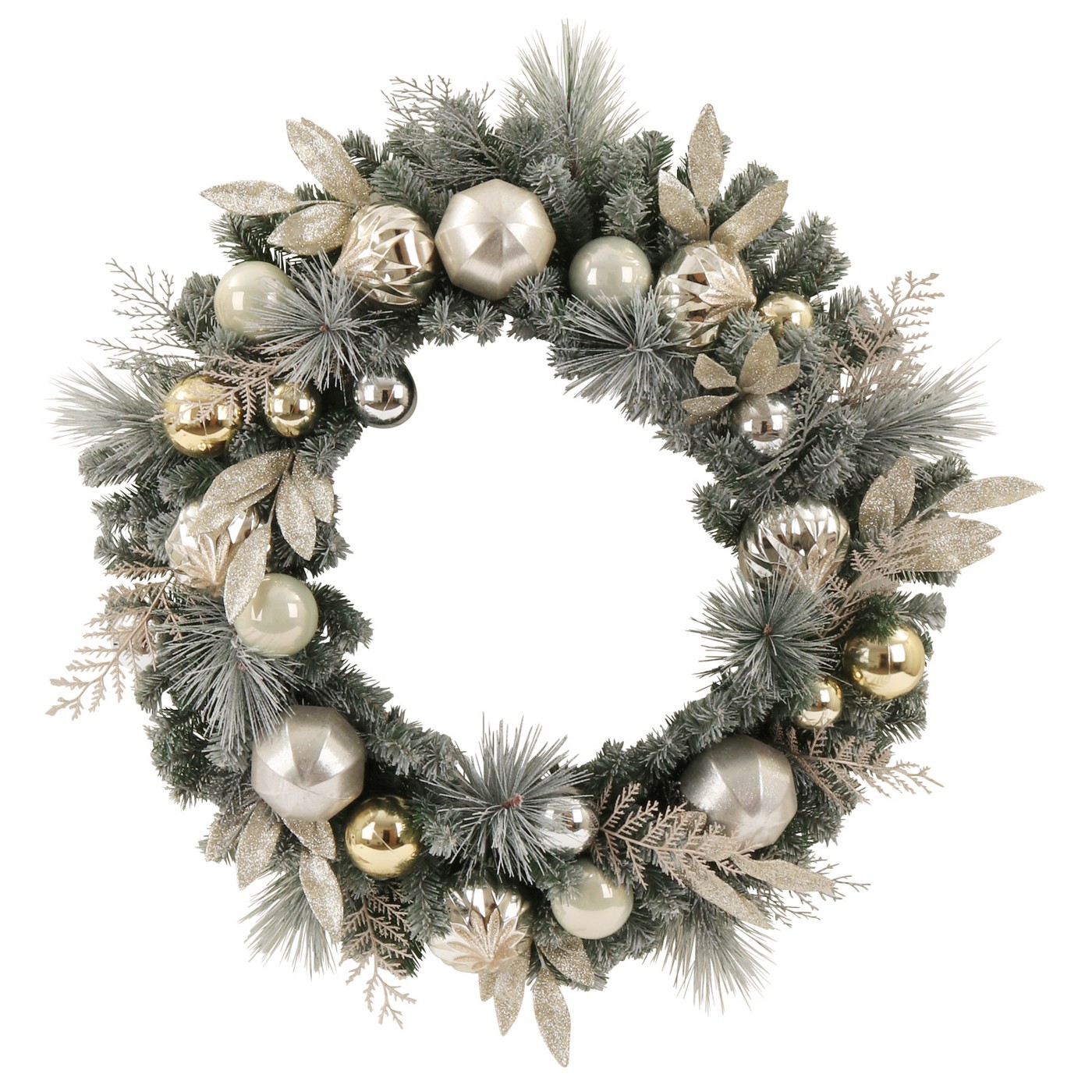 30" Christmas Unlit Metallic Glitter with Shiny Ornaments Artificial Pine Wreath - Wondershopâ¢ - image 1 of 2