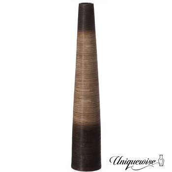 Uniquewise Tall Handcrafted Brown Ceramic Floor Vase - Waterproof Cylinder-Shaped Freestanding Design, Ideal for Tall Floral Arrangements