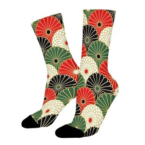 Oriental Flowers Women Printed Crew Socks Funny Funky Socks Soft Polyester Novelty Gifts for Artists Men - 1 of 1