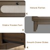 WhizMax 3 Drawer Wood Dresser,  Rattan Nightstand  Bedside  Table - 4 of 4