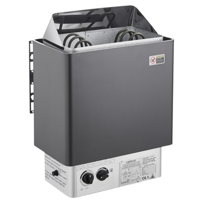 VEVOR Sauna Heater, 3KW 220V Electric Sauna Stove with Built-In Controls, 3h Timer and Adjustable Temp for Max. 70-141 Cubic Feet, Grey
