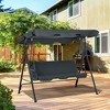 Outsunny 3-Person Porch Swing with Stand, Outdoor Swing for Patio Porch with Tilt Canopy & Comfortable Swing Bench-Style Seat, Steel Frame, Gray - image 3 of 4