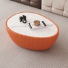 GDFStudio Renata Modern Marble Faux Leather Upholstered Coffee Table - 2 of 4