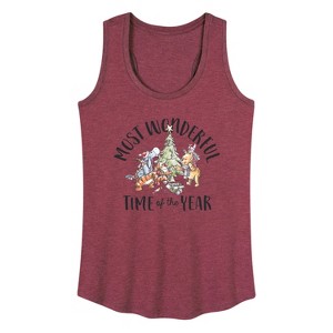 Women's - Winnie the Pooh - Christmas Most Wonderful Time of the Year Graphic Racerback Tank - 1 of 4