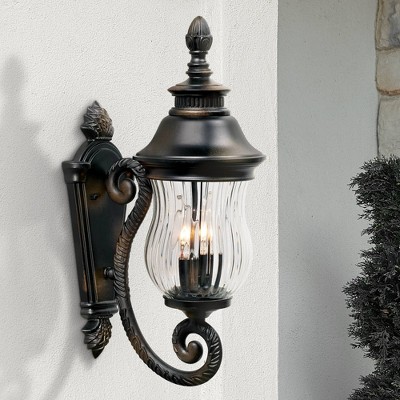 Heritage Bronze and Black 19.5" Outdoor Wall Sconce with Clear Glass