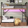 TIRAMISUBEST Twin XL over Twin XL Metal Bunk Bed, Detachable Metal Bunk Bed with LED Light and Charge Station, Twin XL Bunk Bed with 2 Storage Drawers - 2 of 4