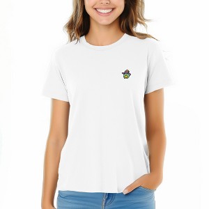 Dalix Sorcerer Frog Embroidered Cotton Relaxed Short Sleeve Tee T Shirt Womens - 1 of 4