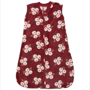 Hudson Baby Infant Girls Fleece Sleeping Bag, Sack, Blanket, Burgundy Floral - 1 of 2
