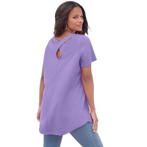 Roaman's Women's Plus Size Ultimate Crisscross Back Tunic - 1 of 4