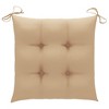 vidaXL Outdoor Patio Chairs Set of 4 with Beige Cushions in Solid Teak Wood - Weather Resistant, Stackable Design for Easy Storage - 4 of 4