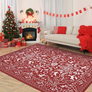 COZONY Christmas Hallway Runner Rug, Non-Slip Holiday Carpet Runner, Non-Shedding Machine Washable Thin Christmas Kitchen Rug for Laundry & Bedroom - 1 of 4