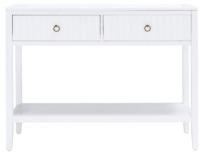 White Mahogany and Brass Hallway Table with Storage