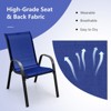 Tangkula Set of 4 Dining Chairs Stackable Armrest Space Saving Garden Patio Navy - 2 of 4