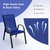 Tangkula Set of 4 Dining Chairs Stackable Armrest Space Saving Garden Patio Navy - image 2 of 4