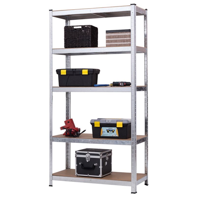 Costway 2 PC 71'' Heavy Duty Storage Shelf Steel Metal Garage Rack 5 Level Adjustable Shelves, 4 of 9