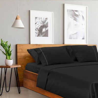 LuxClub 6-Piece Black Microfiber Deep Pocket Sheet Set