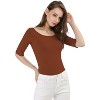 INSPIRE CHIC Women's Half Sleeves Scoop Neck Fitted Layering Soft T-Shirt - 3 of 4