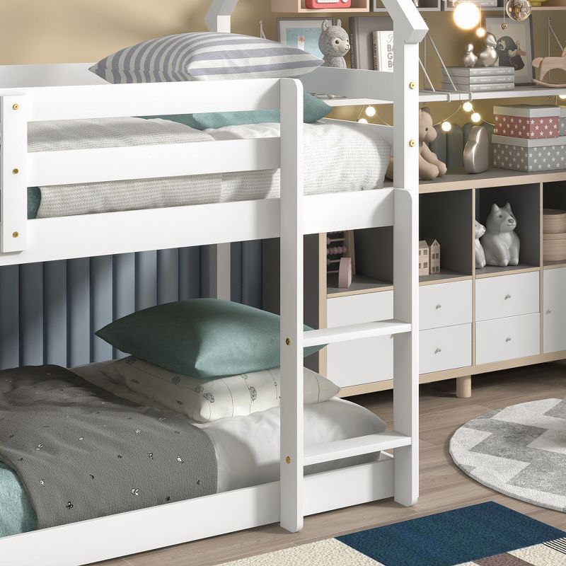 Twin over Twin Loft Bed with Roof Design, Safety Guardrail and Ladder-ModernLuxe, 5 of 8