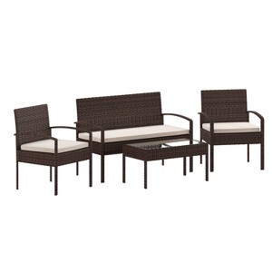 Flash Furniture Aransas Series 4 Piece Patio Set with Steel Frame and Cushions - 1 of 4