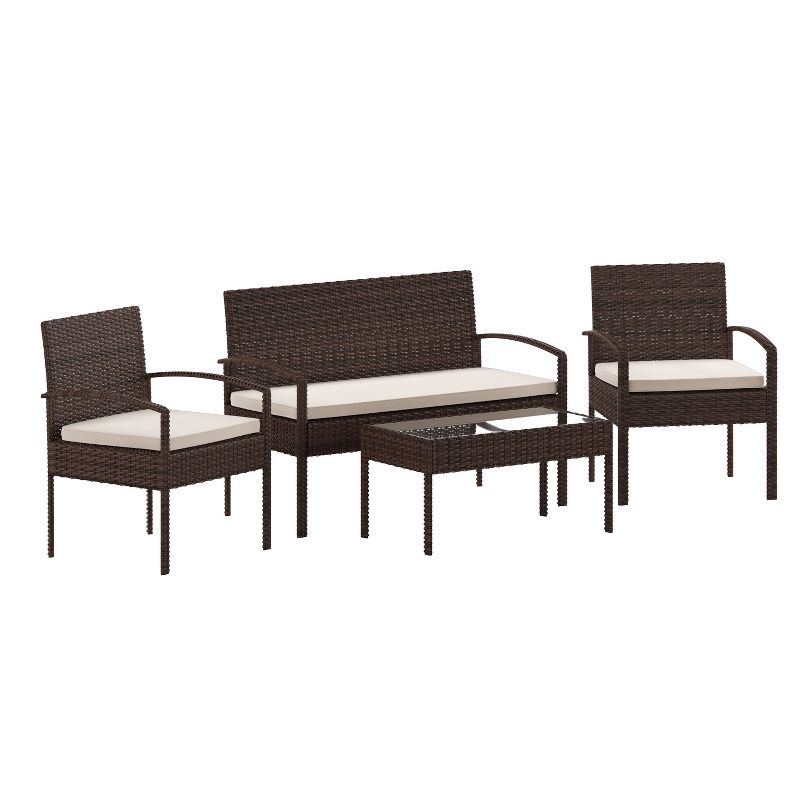 Emma and Oliver 4 Piece Patio Set with Steel Frame and Cushions - Outdoor Seating, 1 of 13