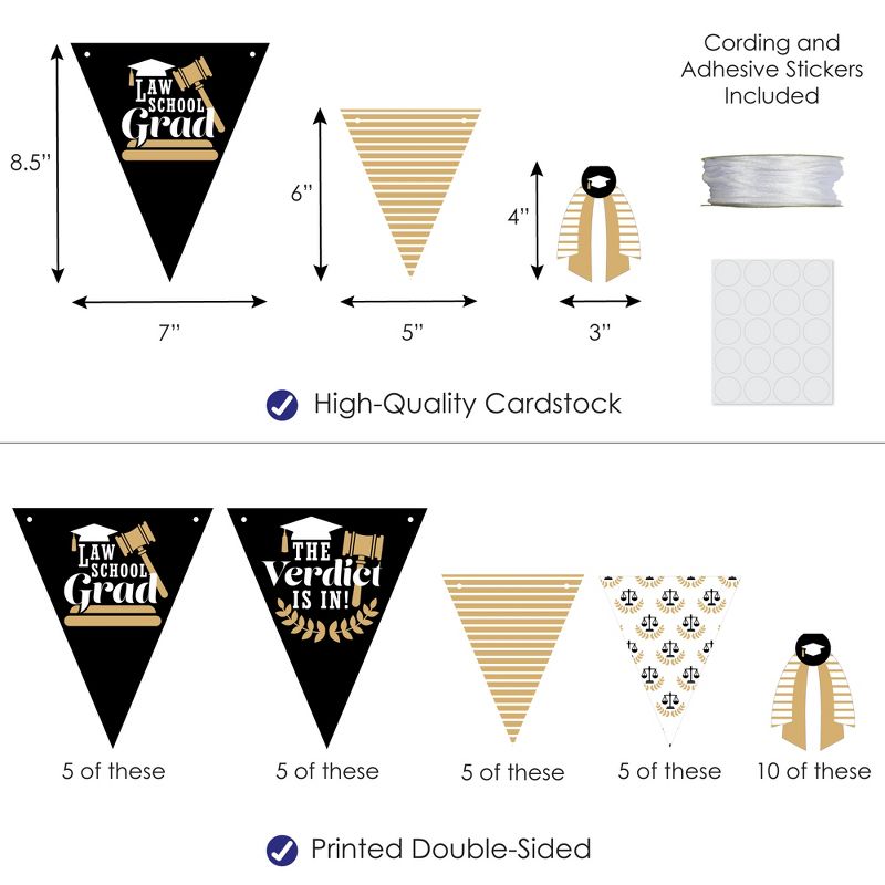 Big Dot of Happiness 30 Piece Law School Graduation Party Pennant Triangle Banner, 4 of 10